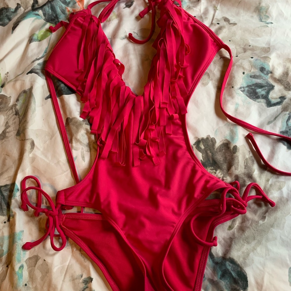 Hot Pink Frilly One-piece